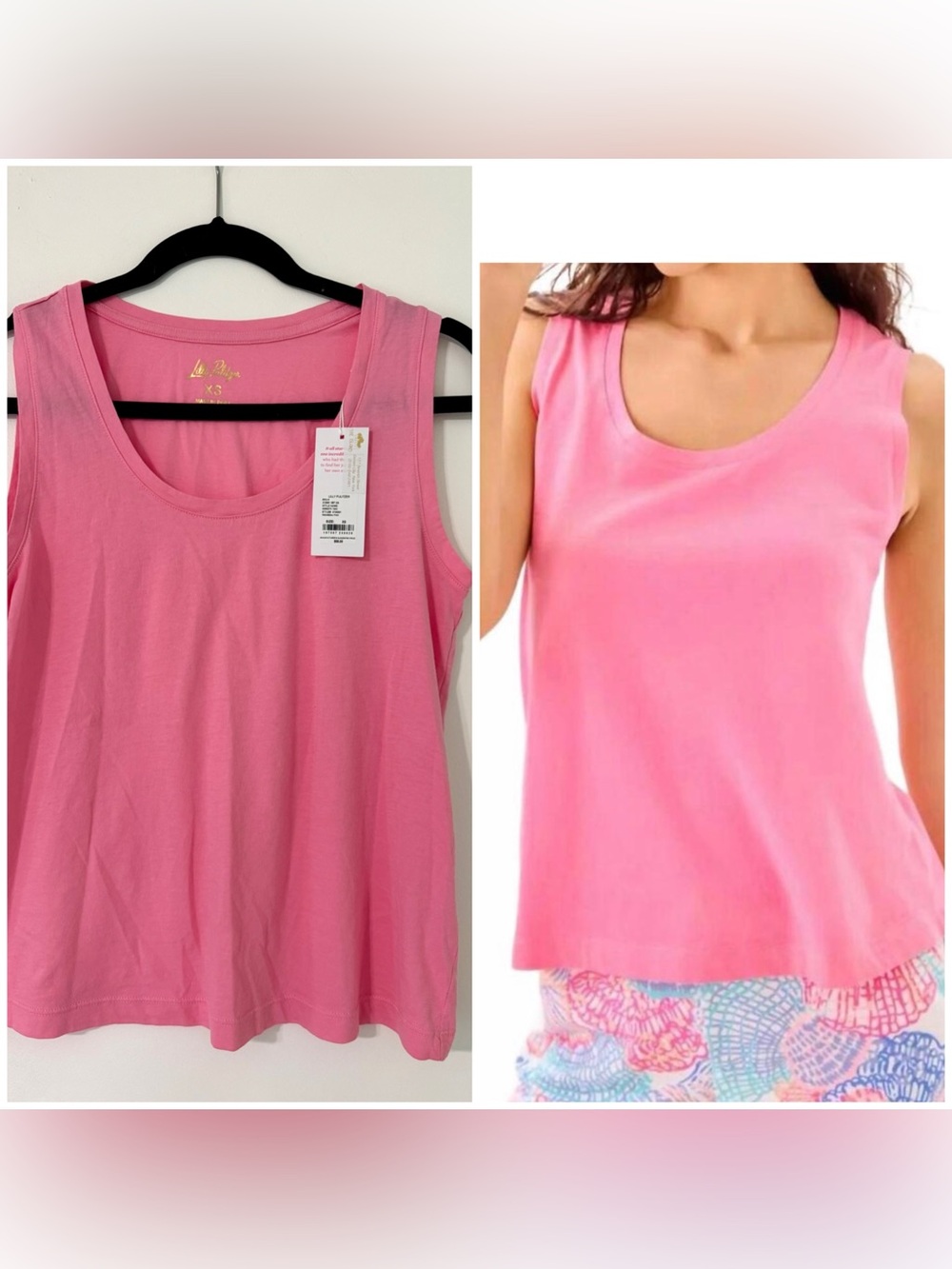 Lilly Pulitzer Pink Scoop Neck Cotton Tank